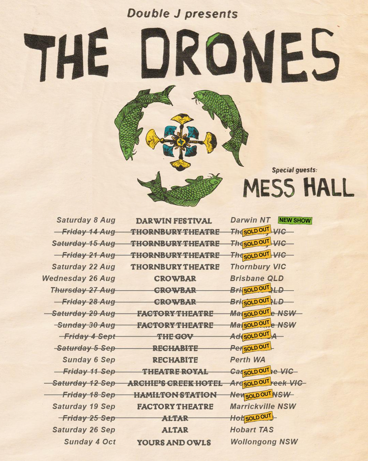 Poster of The Drones upcoming tour of Australia